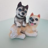 Beeldje met honden en glitter