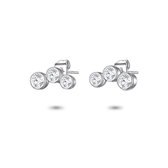 Twice As Nice Oorbellen in zilver, 3 zirkonia in een boogje
