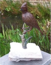 Tuinbeeld - bronzen beeld - Vogel op tak - Bronzartes - 25 cm hoog