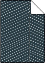 Proefstaal ESTAhome behangpapier visgraat-motief donkerblauw - 139109 - 26,5 x 21 cm