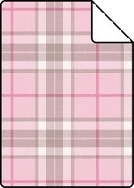 Proefstaal ESTAhome behang ruiten licht roze - 138808 - 26,5 x 21 cm