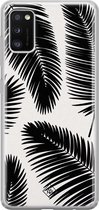 Samsung A41 hoesje siliconen - Palm leaves silhouette | Samsung Galaxy A41 case | zwart | TPU backcover transparant