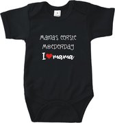Rompertjes baby met tekst - Mama's eerste moederdag - Romper zwart - Maat 62/68