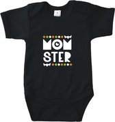 Rompertjes baby met tekst - Monster - Romper zwart - Maat 50/56
