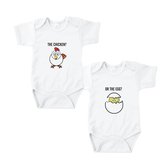 Romper The chicken? Or the egg?, Wit, 74/80
