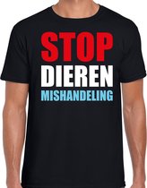 Stop dieren mishandeling demonstratie / protest t-shirt zwart voor heren L
