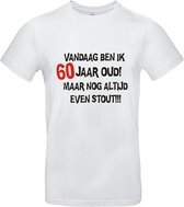 60 jaar verjaardag - T-shirt Vandaag ben ik 60 jaar oud maar nog altijd even stout! - Maat XXL - Wit - 60 jaar verjaardag - verjaardag shirt