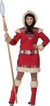 Funny Fashion - Eskimo Kostuum - Eskimo Nanook Dame - Vrouw - Rood - Maat 44-46 - Carnavalskleding - Verkleedkleding