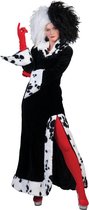 Funny Fashion - 101 Dalmatiers Kostuum - Cruel Lady Dalmatiers - Vrouw - - Maat 36-38 - Carnavalskleding - Verkleedkleding