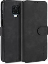 Voor Xiaomi Redmi Note 9S DG.MING Retro Oil Side Horizontal Flip Case met houder & kaartsleuven & portemonnee (zwart)