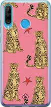 Huawei P30 Lite hoesje siliconen - The pink leopard | Huawei P30 Lite case | Roze | TPU backcover transparant