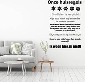 Muursticker Onze Huisregels (hond) - Oranje - 60 x 73 cm - nederlandse teksten woonkamer raam en deur stickers - honden