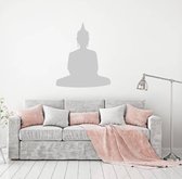 Muursticker Buddha -  Zilver -  60 x 50 cm  -  woonkamer  slaapkamer  toilet  alle - Muursticker4Sale