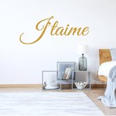 Muursticker J'taime -  Goud -  120 x 49 cm  -  slaapkamer  alle - Muursticker4Sale