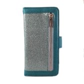 HEM Samsung Galaxy S20 - Magic Glitter Pure Turquoise - Leren Rits Portemonnee Telefoonhoesje