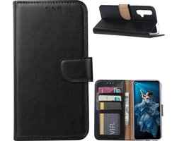 Bookcase Geschikt voor: Huawei Nova 5T - Bookcase Zwart - portemonnee hoesje