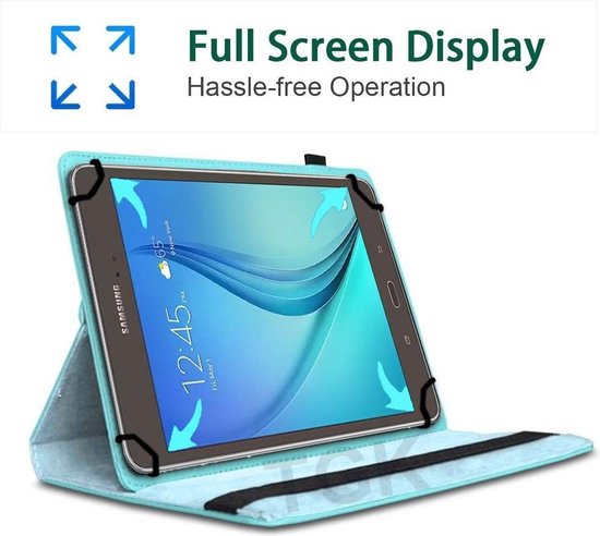 pop Tactiel gevoel Verbeteren Universele Tablet Hoes voor 8 inch Tablet - 360° draaibaar - Blauw | bol.com