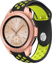Siliconen Smartwatch bandje - Geschikt voor  Samsung Galaxy Watch sport band 42mm - zwart/geel - Horlogeband / Polsband / Armband
