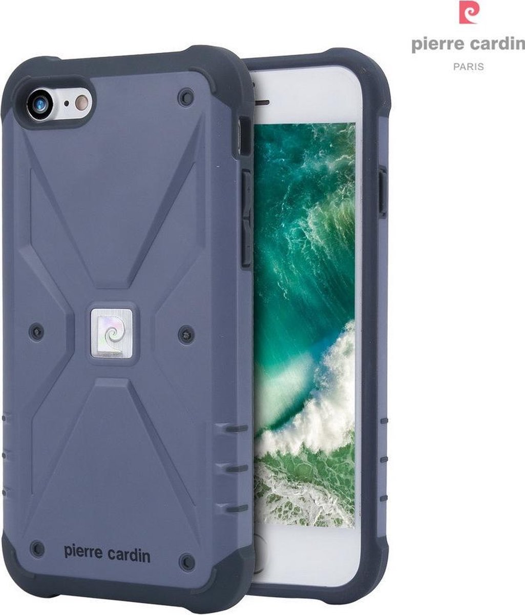 Blauw hoesje van Pierre Cardin - Backcover - Stijlvol - Leer - iPhone 7-8 - Luxe cover