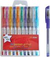 foto van Gekleurde gelpennen met glitter 10 stuks - Tekenspullen voor kinderen - Hobby/knutelmateriaal