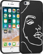 iMoshion Hoesje Geschikt voor iPhone 6s / 6 Hoesje Siliconen - iMoshion Design hoesje - Wit / Zwart / Line Art Woman White
