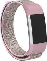 Shop4 - Fitbit Charge 2 Bandje - Nylon Grijs Roze