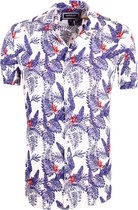 Carisma Bloemen Overhemd Korte Mouw Blauw 9104 - XL