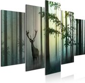 Schilderijen Op Canvas - Schilderij - Morning (5 Parts) Wide Green 200x100 - Artgeist Schilderij