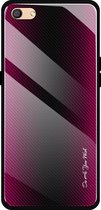 Voor OPPO F3 Texture Gradient Glass Protective Case (Rose Red)