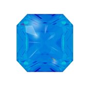 Quiges - Eligo Verwisselbaar Glas geslepen 10 mm Vierkant Zirkonia Blauw voor Zilveren Ring - 10 mm - ER10S017