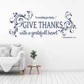 Muursticker Give Thanks - Donkerblauw - 120 x 48 cm - woonkamer engelse teksten religie