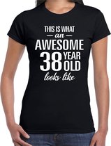 Awesome 38 year - geweldig 38 jaar cadeau t-shirt zwart dames -  Verjaardag cadeau S