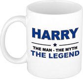 Naam cadeau Harry - The man, The myth the legend koffie mok / beker 300 ml - naam/namen mokken - Cadeau voor o.a  verjaardag/ vaderdag/ pensioen/ geslaagd/ bedankt