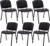 Clp Ken - Lot de 6 chaises visiteur - Revêtement en similicuir: Noir