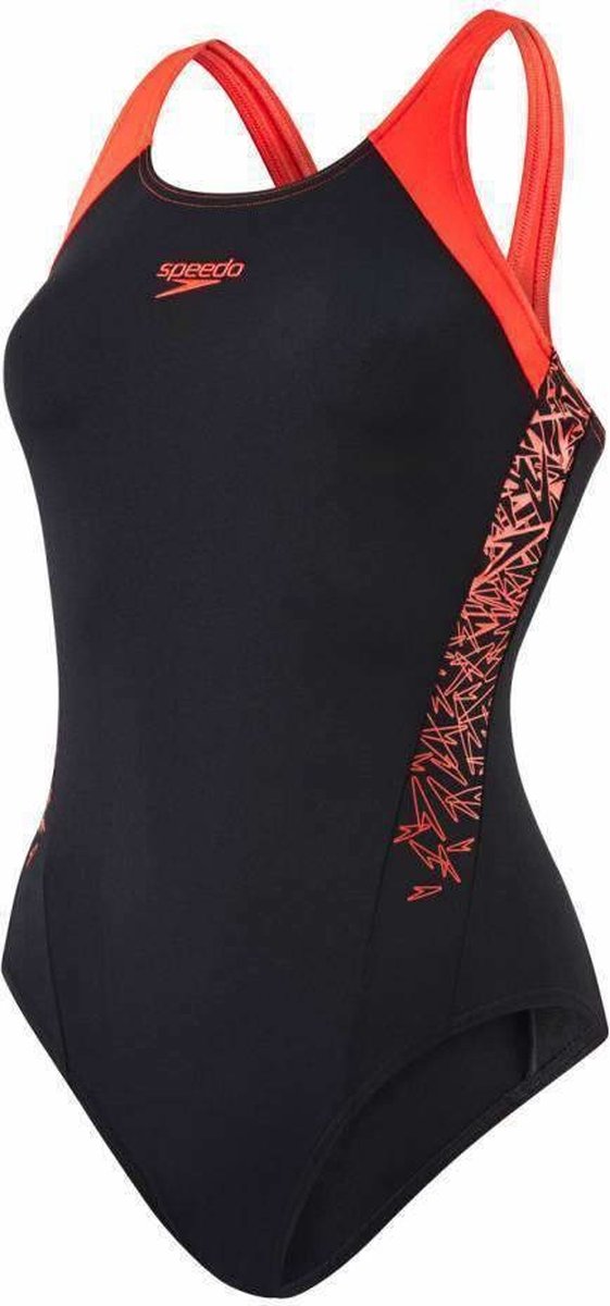 Speedo Endurance Boom Splice Muscleback Dames Badpak - Zwart - Rood — afbeelding 4