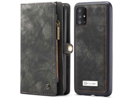 Samsung Galaxy A51 Bookcase hoesje CaseMe Effen Zwart Leer