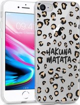 iMoshion Hoesje Geschikt voor iPhone SE (2022) / SE (2020) / 8 / 7 Hoesje Siliconen - iMoshion Design hoesje - Bruin / Zwart / Transparant / Hakuna Matata