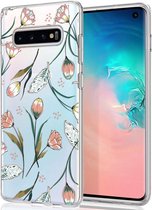 iMoshion Design voor de Samsung Galaxy S10 hoesje - Bloem - Roze / Groen