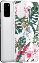 iMoshion Hoesje Geschikt voor Samsung Galaxy S20 Hoesje Siliconen - iMoshion Design hoesje - Groen / Roze / Tropical Jungle