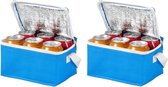 2x stuks kleine mini koeltassen blauw voor 6 blikjes 20 x 15 x 12 cm - Koeltasjes voor frisdrank/bierblikjes