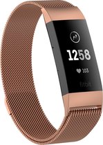Fitbit Charge 4 Milanese Horloge Bandje Rose Goud (Medium) 2020 met magneetsluiting - Verstelbaar - RVS - Activity Tracker Wearablebandje - Milanees horloge armbandje / polsbandje - Activity tracker - horloge band - inclusief garantie!