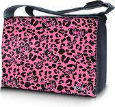 Sleevy 17,3 laptoptas / messenger tas roze panterprint - laptoptas - schooltas