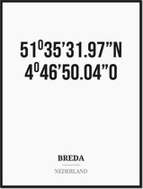 Poster/kaart BREDA met coördinaten