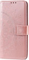 Coverup Samsung Galaxy A21s Hoesje - Bloemen Book Case - Rose Gold