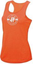 FitProWear Sporthemd Mouwloos Badge Dames - Oranje - Maat S