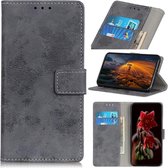 LG V60 ThinQ 5G Hoesje Retro Wallet Stand Kunst Leer Grijs