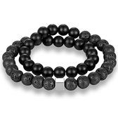 Memphis Kralen Wikkelarmband Lavasteen Onyx Zwart