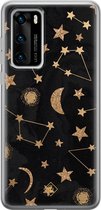Huawei P40 hoesje siliconen - Counting the stars | Huawei P40 case | zwart | TPU backcover transparant