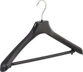 De Kledinghanger Gigant - 50 x Mantel / kostuumhanger kunststof zwart met schouderverbreding en anti-slip broeklat, 45 cm