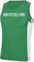 FitProWear Sporthemd Slogan Groen Wit Maat M - Sportkleding -Mouwloos - Shirt - Polyester